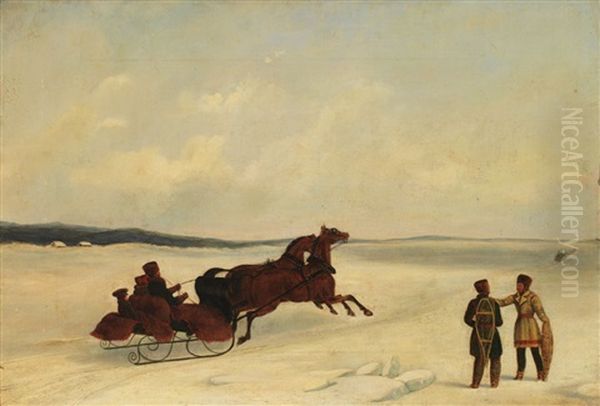 Horse-drawn Sleigh Oil Painting by Cornelius David Krieghoff
