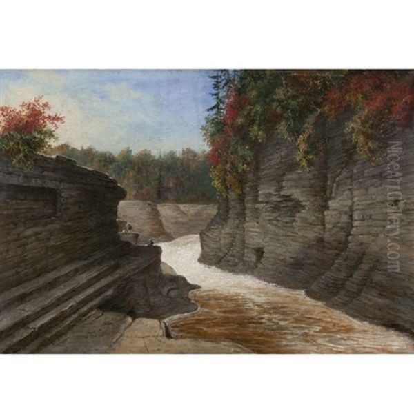 River Gorge, Autumn Oil Painting by Cornelius David Krieghoff