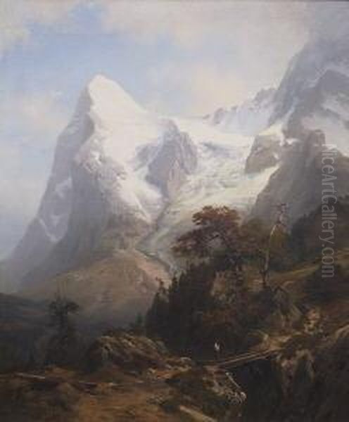Blick Auf Die Eiger-nordwand. Oil Painting by Ernst August Becker