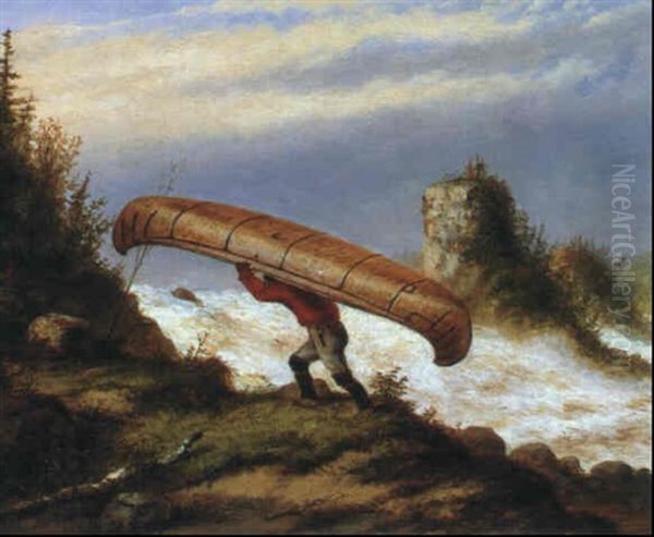 Portage By Grand Moro, St. Maurice Oil Painting by Cornelius David Krieghoff