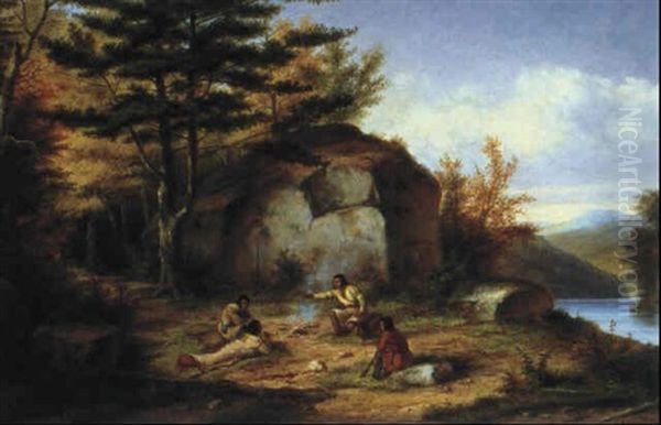 Indians Resting Oil Painting by Cornelius David Krieghoff