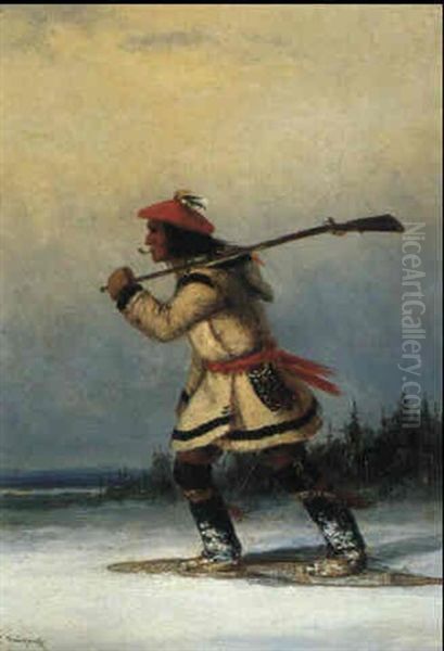 An Indian Hunter Oil Painting by Cornelius David Krieghoff