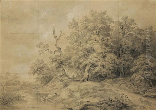 Landschaft Mit Figuraler Staffage Oil Painting by Josef Nikolaus Kriehuber