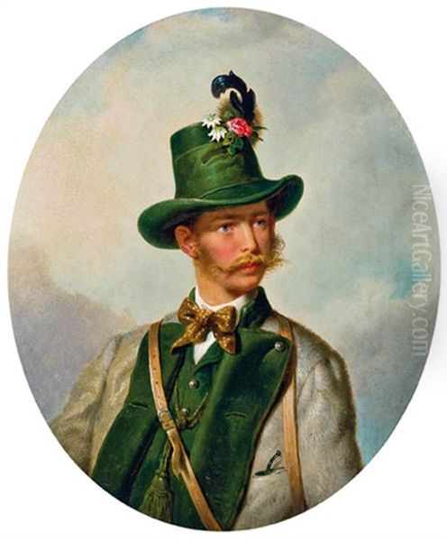 Kaiser Franz Joseph I Oil Painting by Josef Nikolaus Kriehuber