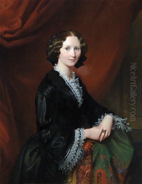Bildnis Amalie, Edle Von Gunz Geb. Herbst Oil Painting by Josef Nikolaus Kriehuber
