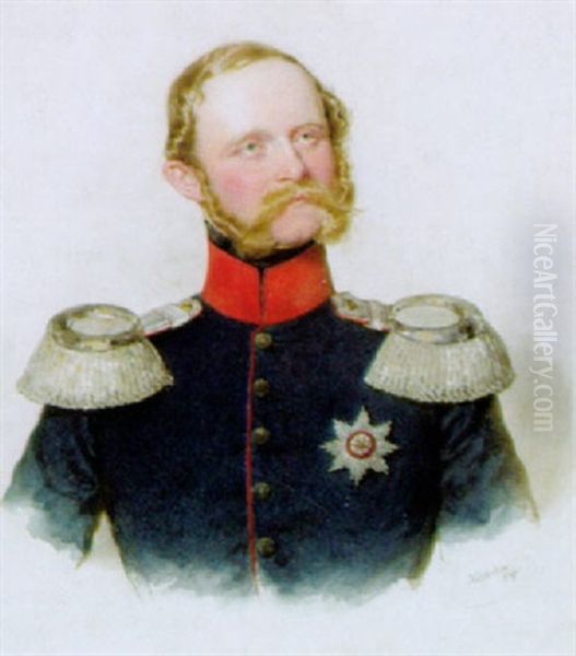 Bildnis Des Prinzen August Von Wurttemberg In Uniform Oil Painting by Josef Nikolaus Kriehuber