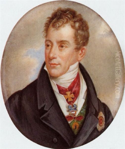 Bildnis Des Fursten Metternich Vor Wolkenhintergrund Oil Painting by Josef Nikolaus Kriehuber