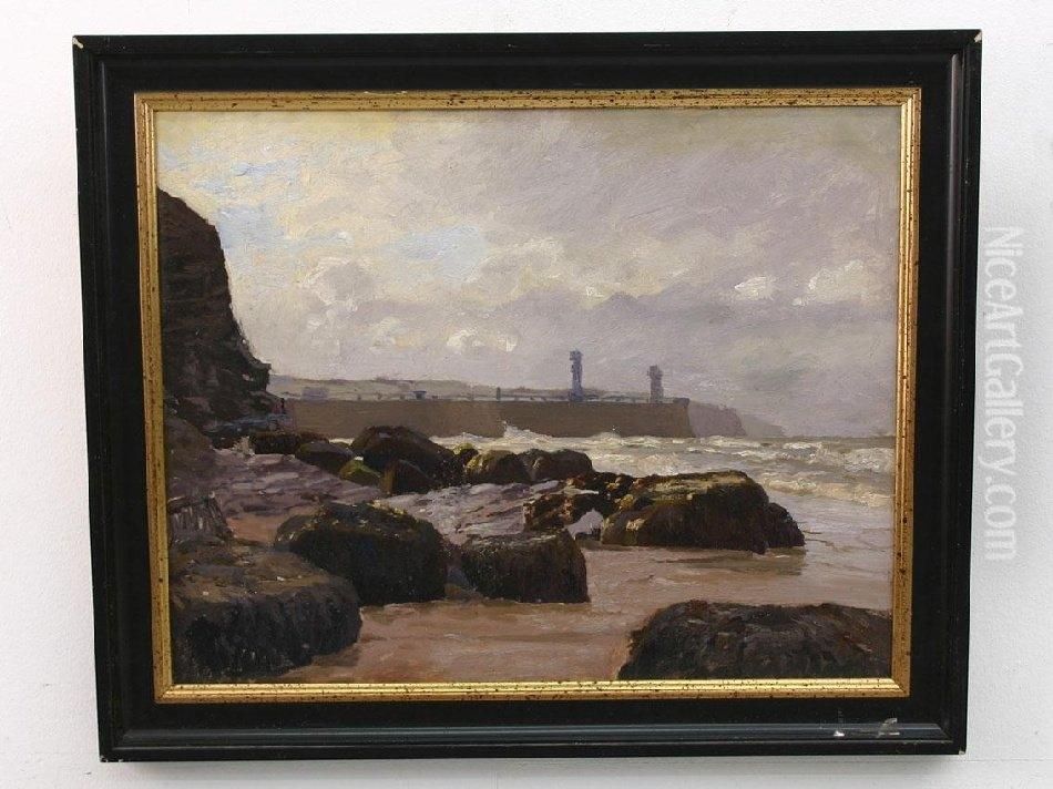 Kustenlandschaft Mit Hafenmole Oil Painting by Carl Becker