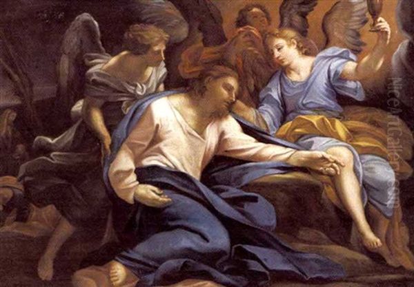 Jesus Omgivet Af Engle Oil Painting by Hendrik Krock