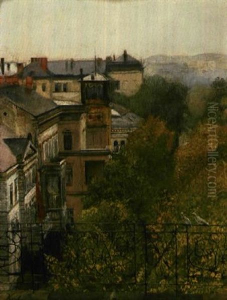 Utsikt Fra Hungerthurm Oil Painting by Christian Krohg