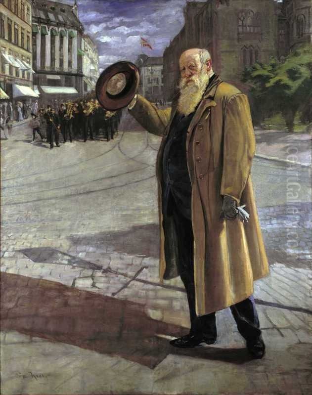 Christian Krohg Pa Karl Johan Oil Painting by Oda Krohg