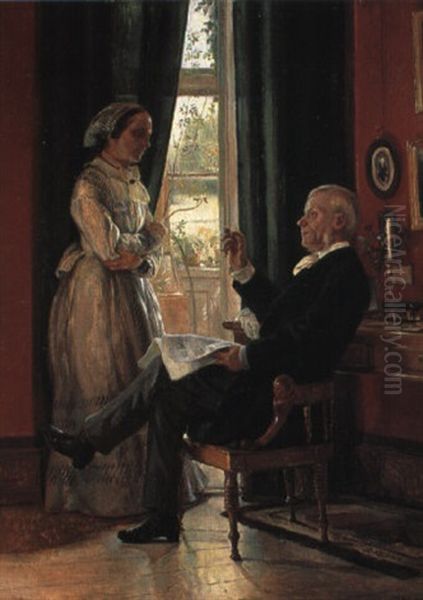 Scene Fra Et Borgerhjem Oil Painting by Pietro Krohn