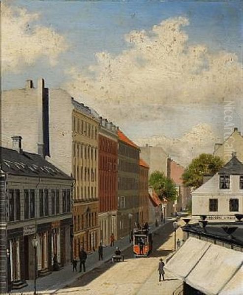 Street View Of Gl. Kongevej In Frederiksberg, Denmark Oil Painting by Albert Kromann