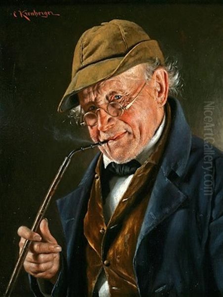 Portrait Of A Smoker Oil Painting by Carl Kronberger