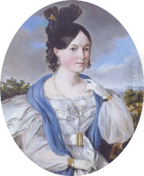 Bildnis Einer Wiener Dame Oil Painting by Joseph Kroepsch