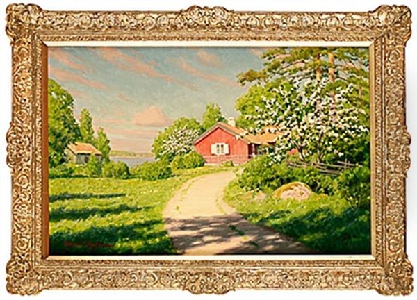 Blommande Frukttradgard Oil Painting by Johan Fredrik Krouthen