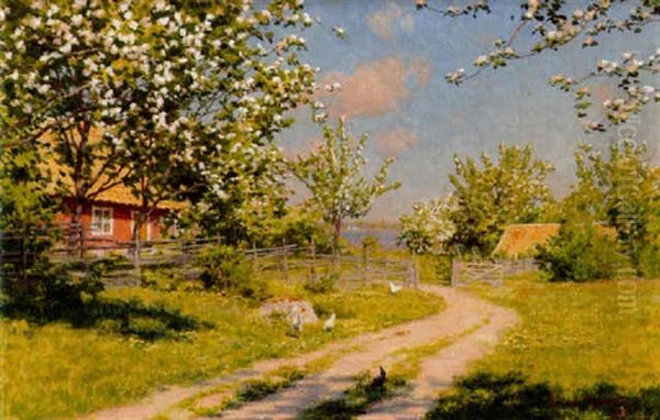 Sommarlandskap Oil Painting by Johan Fredrik Krouthen
