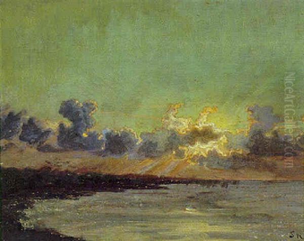 Solnedgangsstemming Over Skagen Strand Oil Painting by Peder Severin Kroyer