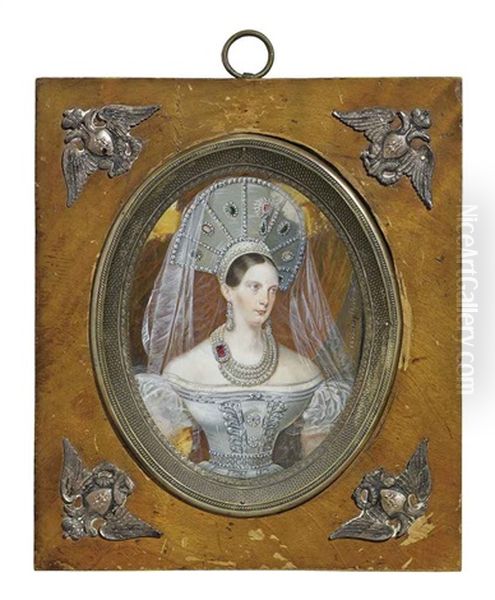 Portrait Of Empress Alexandra Feodorovna Oil Painting by Franz Kruger