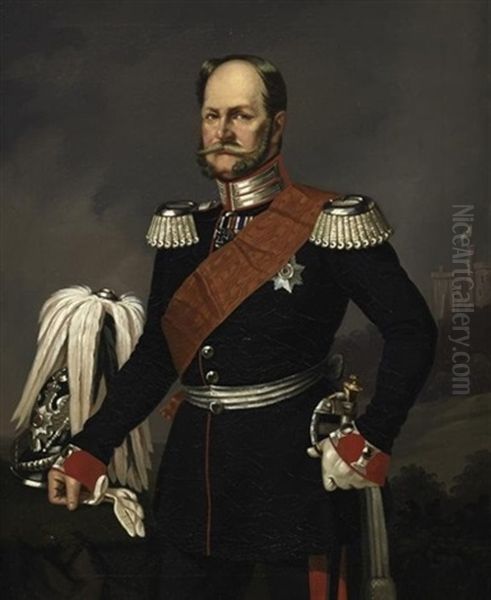 Wilhelm I. Vor Babelsberg Im Uniformrock Oil Painting by Franz Kruger