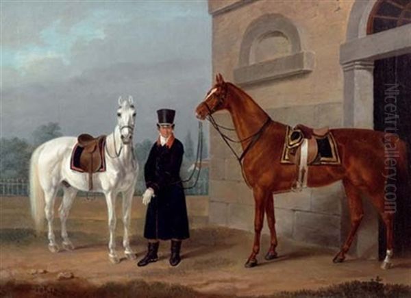 Zwei Pferde Oil Painting by Franz Kruger