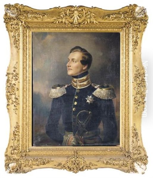 Portrait Of Georg V King Of Hanover (georg V., Konig Von Hannover) Oil Painting by Franz Kruger