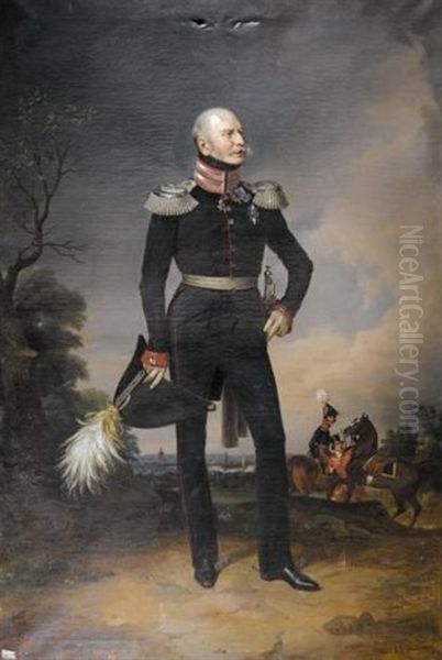 Portrait Of Ernest August I, King Of Hanover (ernst August I, Konig Von Hannover) Oil Painting by Franz Kruger