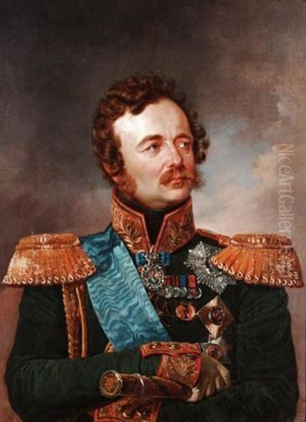Portrait Of Fieldmarshal Paskevich Oil Painting by Franz Kruger