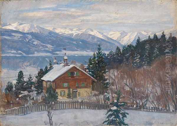 Blick Von Der Hungerburg Gegen Das Oberinnthal Oil Painting by Ferdinand Kruis