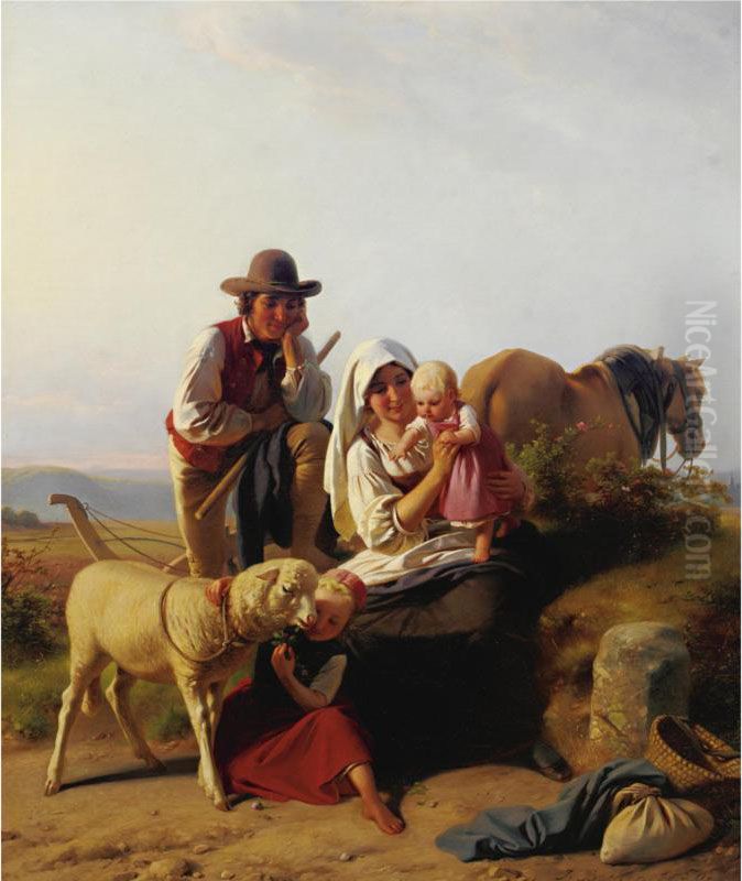 Shepherd Family Oil Painting by Jakob Becker