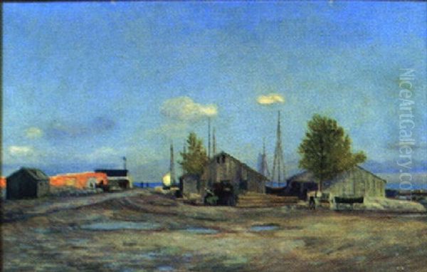 Kalkbrannerihamnen, Kopenhamn Oil Painting by Olof Krumlinde