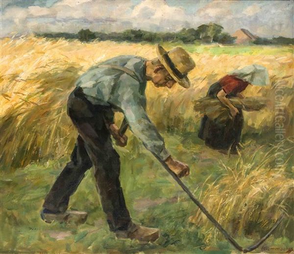 Bei Der Kornernte Oil Painting by Karl Krummacher
