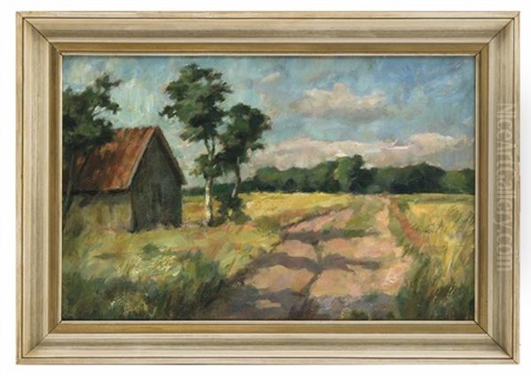 Feldweg Mit Kate Oil Painting by Karl Krummacher