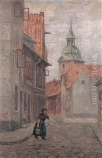 Strasse In Luneburg Oil Painting by Karl Krummacher