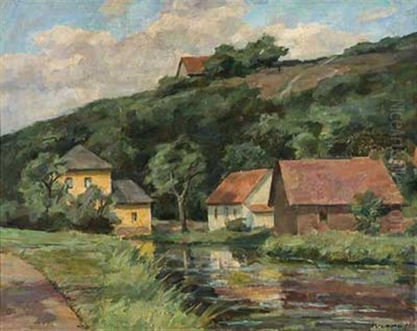 Sommertag Am Dorfteich Oil Painting by Karl Krummacher