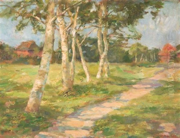 Birkenweg Im Sonnenschein Oil Painting by Karl Krummacher