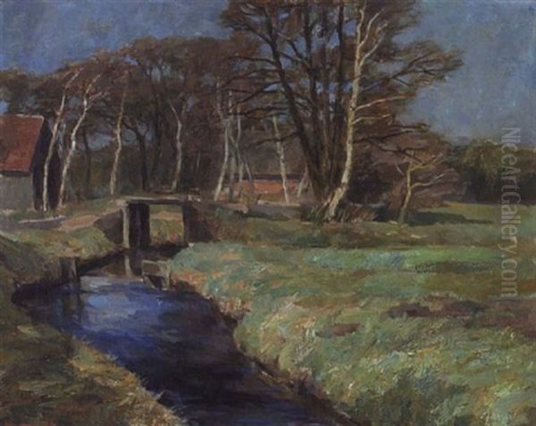 Fruhling Am Moorgraben Oil Painting by Karl Krummacher