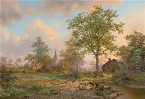 Landschaft Mit Schafer Und Herde Oil Painting by Frederik Marinus Kruseman