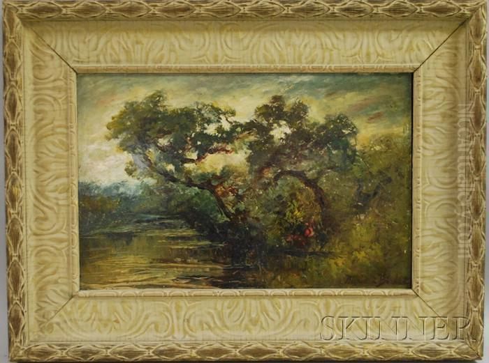 Landscape With Stream Oil Painting by Marie A. Becket