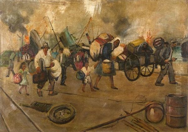 Les Refugies Oil Painting by Andreas Krystallis