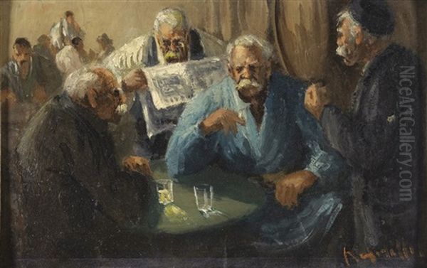 Les Vieillards (pair) Oil Painting by Andreas Krystallis