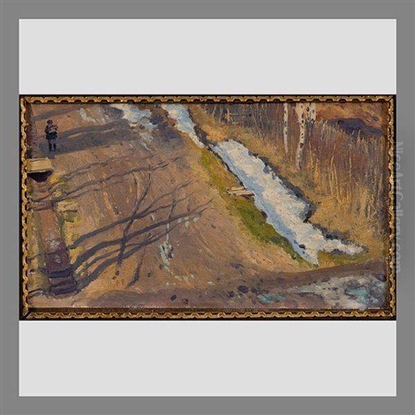 A Road In Spring Oil Painting by Konstantin Yakovlevich Kryzhitsky