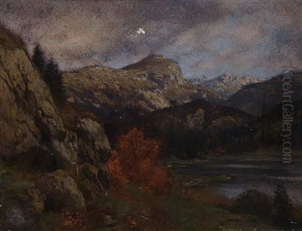 Gebirgslandschaft Mit See In Herbst Oil Painting by Erich Kubierschky