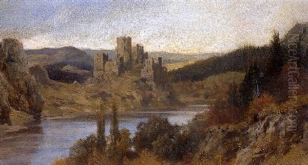 Ruiny Zamku Nad Rzeka Oil Painting by Erich Kubierschky