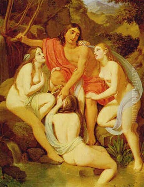 Hylas Mit Dryope Und Ihren Schwesternymphen Oil Painting by Carl Gotthelf Kuechler