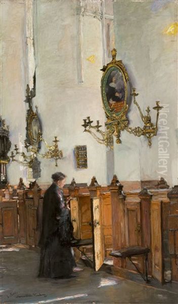 In Der Katharinenkirche In Hamburg Oil Painting by Gotthardt Kuehl