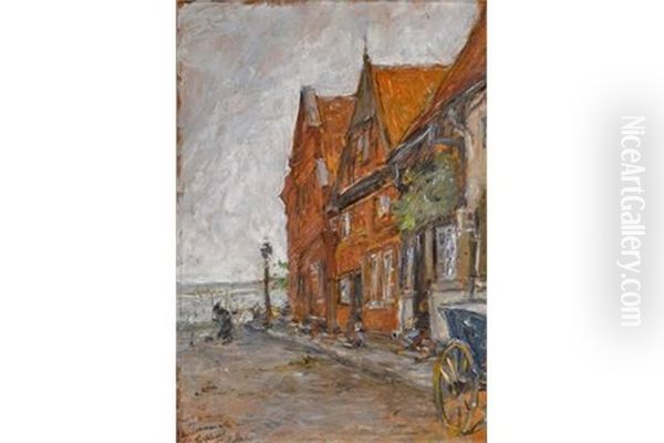 Marktstrase In Travemunde Oil Painting by Gotthardt Kuehl