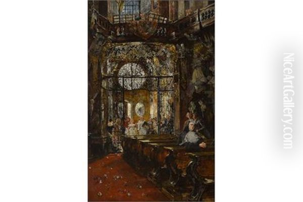 Trauung In Der Munchner Asamkirche Oil Painting by Gotthardt Kuehl