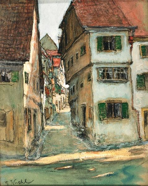 Malerische Gasse In Einem Stadtchen Am Bodensee Oil Painting by Gotthardt Kuehl