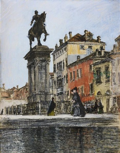 Ansicht Von Venedig Mit Dem Reiterstandbild Des Bartolomeo Colleoni Oil Painting by Gotthardt Kuehl